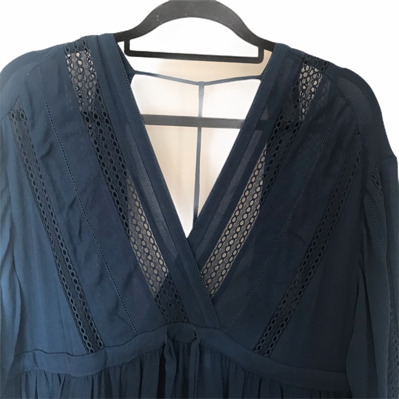 IRO Fandy Navy V-neck Open Back Flowy Mini Dress - Picture 4 of 10